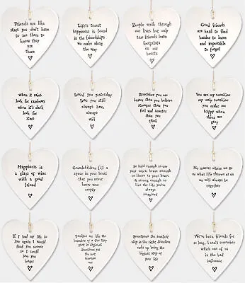£5.45 • Buy East Of India White Porcelain Heart With Sayings Sign Family & Friends Gift 10cm