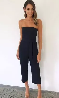 Kookai Black Strapless Playsuit Jumpsuit Size 36 AU 8 Lined Boning In Top • $25