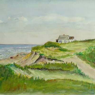 Old Seascape 1958 Watercolor Painting Scene Near Light-House Point Cape Cod 9x11 • $17