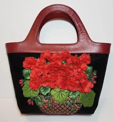Isabella Fiore 3d Floral Basketbeadedmulti Media Appliquehandbag Nwt Mrp$325 • $265