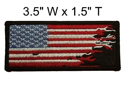 Distressed USA American Flag Embroidered Small Patch Motorcycle Biker Iron-on • $5.87