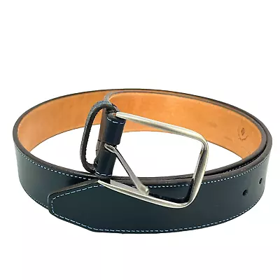 Martin Dingman Black Belt Blue Stitching Mens 38 Saddle Leather Hand Made USA • $39.97