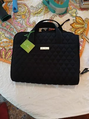 Vera Bradley Hanging Travel Organizer Quilted All BLACK Toiletries Cosmetic Bag • $59