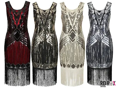 1920's Vintage Gatsby Flapper Dress - Cocktail Party Sequin Tassel Midi Dress • £18