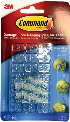 £3.49 • Buy 3M Command 20 Pack Mini Clear Self Adhesive Damage Free Strips Decorating Hooks 