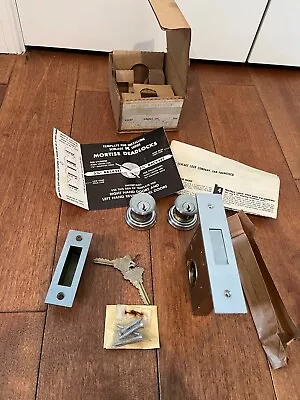 Vintage Schlage Double Cylinder Mortise Lock W Keys US26D Satin Chrome NOS • $129