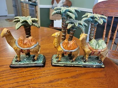 $54.99 • Buy 2 Vintage Ceramic Camel Scenes  (Camels W/ Palm Trees) Nativity Scene