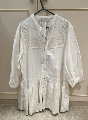 £20 • Buy Zara Woman Beige Broderie Lace Detail Mini Dress Size Small S Brand New Sold Out