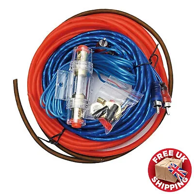 1500W Car Power Amplifier Wiring Kit Audio Subwoofer AMP RCA Power Cable Sub • £9.95