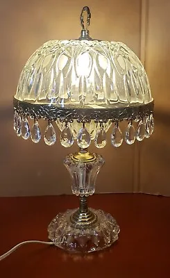 Vtg Michelotti Crystal Glass Prism Boudoir Parlor Lamp Clear & Gold Tone 16  • $150