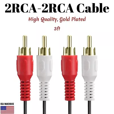 3ft Audio 2RCA Male To 2RCA Male Cable 2 RCA Stereo Red White Aux 2 RCA Wire • $4.25