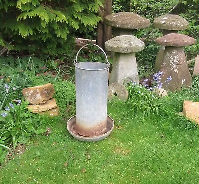 Vintage Old Tall Rusty Galvanised Metal Chicken Feeder Use As Garden Planter Pot • £19.50