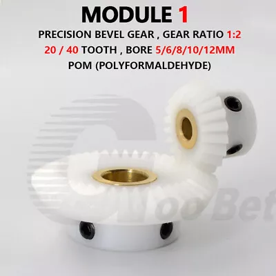 Module 1 Bevel Gear POM Plastic Miter Gear 90° 1:2 Pairing 20/40 Tooth Precision • $6.69