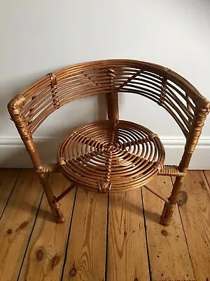 Small Vintage Wicker Bamboo Chair Child's Kids Doll Teddy Rattan Cane • £32