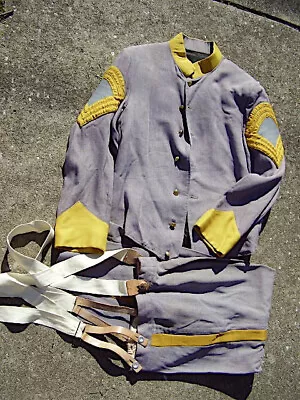 Civil War Confederate Sgt. Major Cavalry SET: Jacket Shell Pants & Suspenders • $125