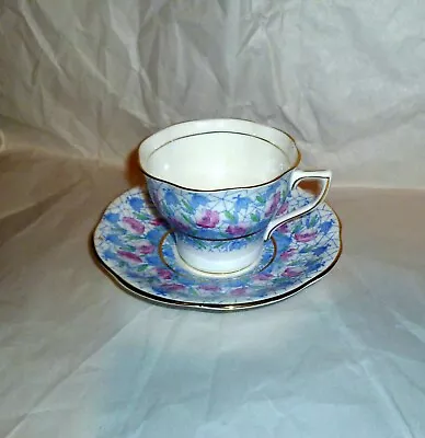 Rosina Blue And Pink Chintz Cup And Saucer Pattern 5156 Bone China Made In Engla • $22