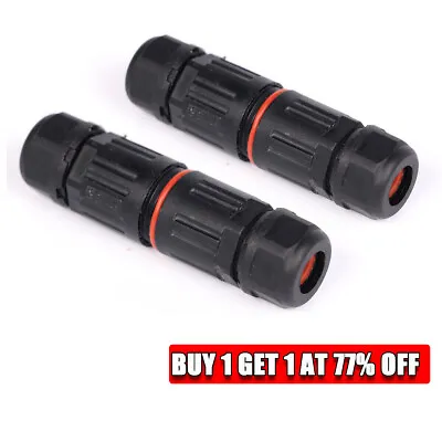 2 Pole Core Joint Outdoor IP68 Waterproof Electrical Cable Wire Lead Connector • £2.96