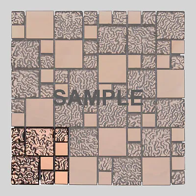 $3.99 • Buy Copper Metal Pattern Textured Glass Mosaic Tile Kitchen Backsplash Wall