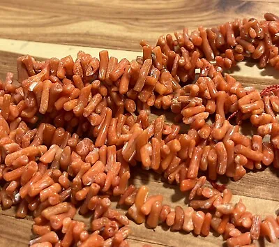 Vintage Old Stock  Natural Italian Salmon Branch Coral Beads 16in Strand • $65