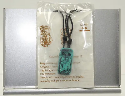 Arte Maya Turquoise Mayan 7 Yaxin Calendar Pendant Necklace • $9.95