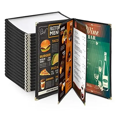 20 Pack 8.5 X14  4 Page 8 View Menu Covers Black Trim Legal Size For Food Res... • $139.11