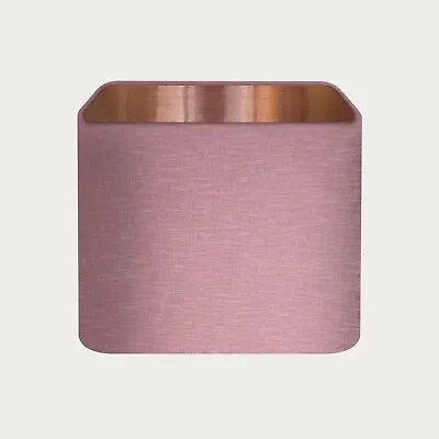 £37.50 • Buy Lampshade Mauve Textured 100% Linen Brushed Copper Rounded Square Light Shade