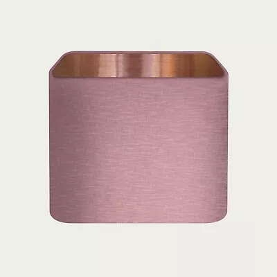 Lampshade Mauve Textured 100% Linen Brushed Copper Rounded Square Light Shade • £45.50