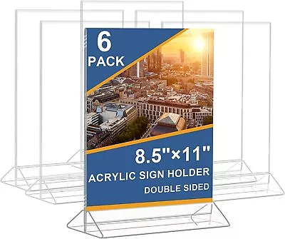 6Pack Acrylic Sign Holder 8.5 X11  Vertical Double-Sided Flyer Display Stands • $14.99