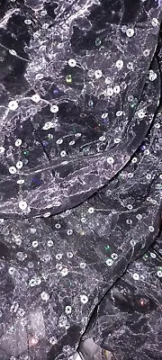 Sparkling Sequin Hologram Organza Fabric Sheer Voile Wedding Decorations 58”Wide • £4.89