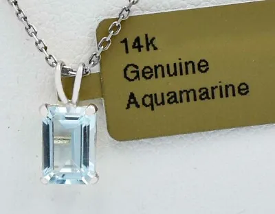 £0.88 • Buy GENUINE 1.36 Cts AQUAMARINE PENDANT 14k WHITE GOLD - Free Appraisal Service -NWT