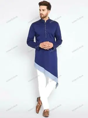 Indian Clothing Fashion Shirt Mens Short Kurta Cotton Traditional Dress Kurta • £35.50