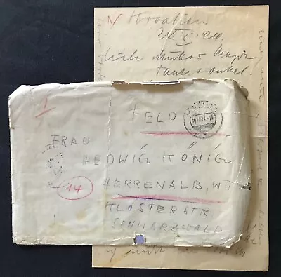WW2 German Soldier's Field Posted Letter Home 1944 Dated Genuine • $10