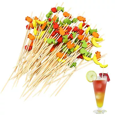 100pcs Cocktail Pick Appetizers Bamboo Sticks Party Accessories Food Fruit Home • £6.80