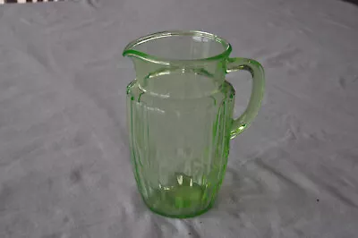 Vintage Vaseline Green Depression Ribbed Pitcher  • $21.99