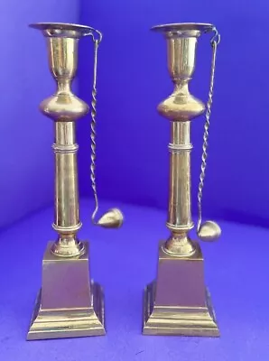 Pair Of Large Vintage Brass Candlesticks With Snuffers 12”for Taper Candles SALE • $39.99