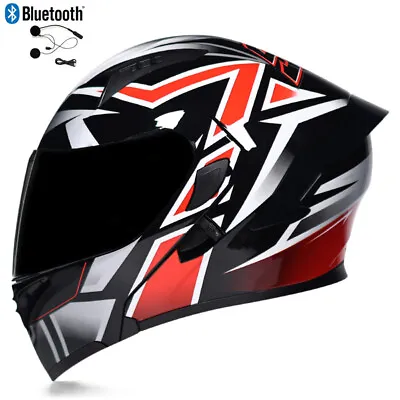 DOT Flip Up Motocycle Helmet Modular Dual Lens ATV Full Face Bluetooth Helmet • $115.88