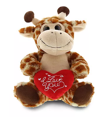 DolliBu I LOVE YOU Plush Cute Sitting Big Eyes Giraffe With Red Shirt – 7 Inch • $22.19