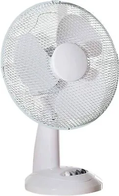 12  Desk Fan Oscillating Small Stand Room Cooling Cooler Electric Quiet Work • £20.99