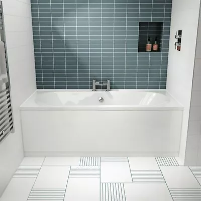 Bathroom Double Ended 1800x800mm Straight Round Bath Tub Acrylic White Modern • £189.95