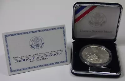 2005 Marine Corps 230th Anniversary Commemorative PROOF Silver Dollar W/ OGP+COA • $69.99