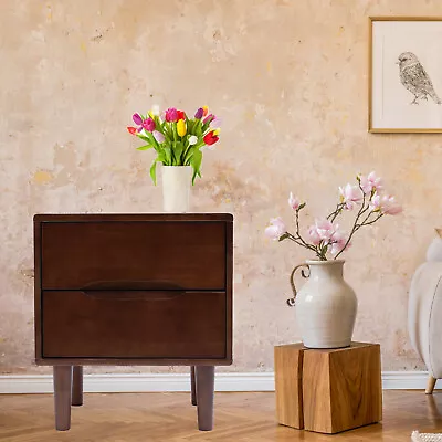 Mid Century Modern Wood Nightstand Side Table Bedroom Storage Drawer And Shelf • $80