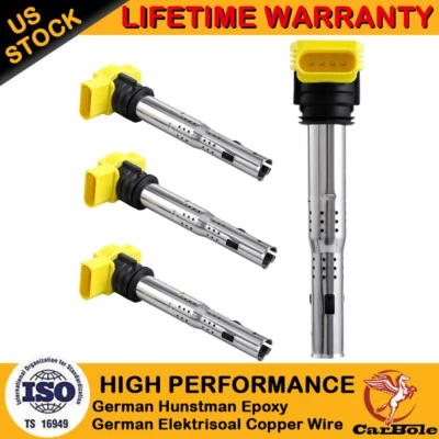 $56.92 • Buy 4 Pack UF529 Ignition Coil For Audi A4 A5 R8 & VW Golf GTI 2.0T FSI 06E905115E