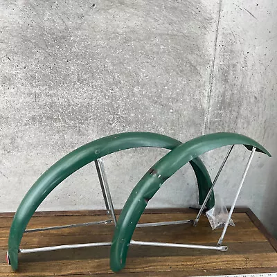 Vintage Schwinn Fender Set Balloon Tire 3 Inch Green Front Rear 60s Cruiser • $37.59