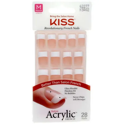 3 Pack KISS Salon Acrylic French False Nails Medium 28 Ct Sugar Rush • $23.41