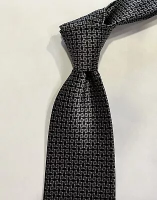 Stefano Ricci Tie Black Grey Smooth Luxury Printed Silk Tie 61” X 3.6”  • $78