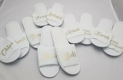 £4.49 • Buy Personalised Wedding Spa Hen Slippers Bride Open Toed ANY COLOUR TEXT ANY ROLE