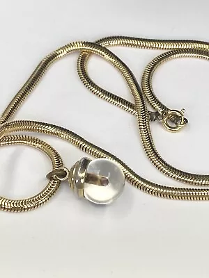 1950s Flint MSR Crystal Ball Mustard Seed Bulb Pendant GF Snake Chain Necklace • $99