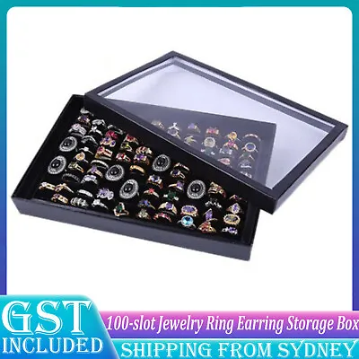 100-slot Jewelry Ring Display Organizer Case Tray Holder Earring Storage Box AU • $13.39