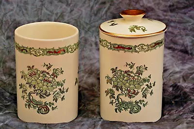 DELIGHTFUL 1930s CROWN DEVON FIELDINGS STAFFORDSHIRE STORAGE JARS - 13cm & 16cm • $70