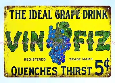 VIN FIZ GRAPE DRINK Metal Tin Sign Prints Framing • $18.78